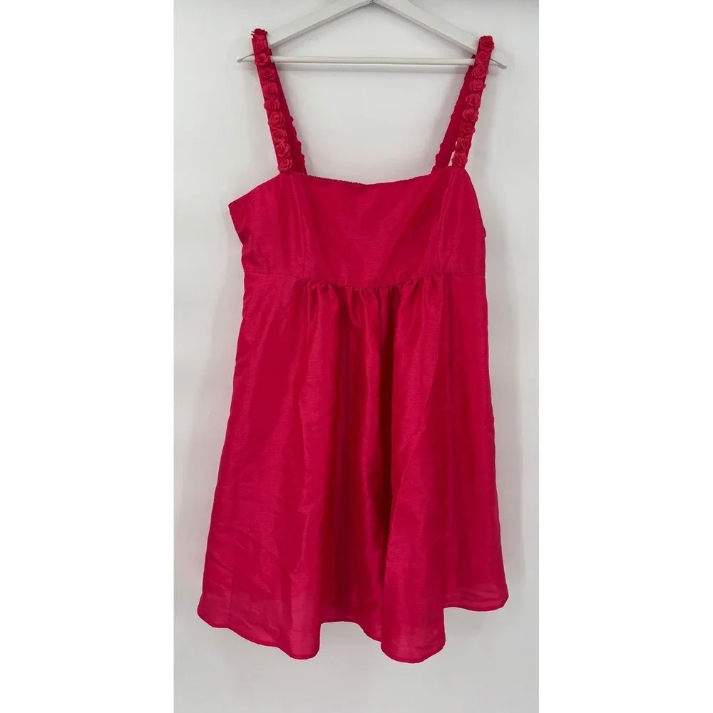 Anthropologie Hutch Rosette‎ Strap Mini Dress XL Pink Floral Cottagecore